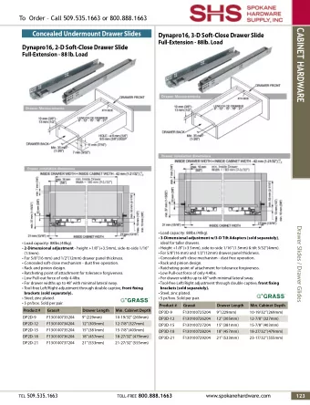 CABINET HARDWARE  Concealed Undermount Drawer Slides  Dynapro16, 3-D Soft-Close Drawer Slide