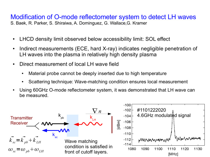 modification of o mode reflectometer system to detect lh