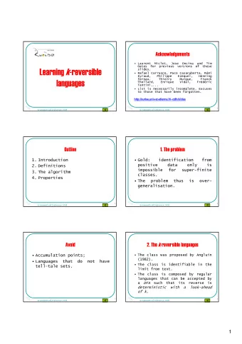 Learning k -reversible  slides.   Rafael Carrasco, Paco Casacuberta, Rmi  Eyraud,  Philippe