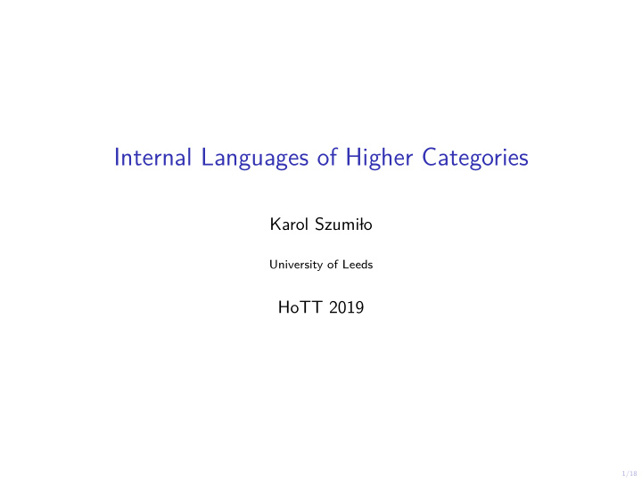 internal languages of higher categories