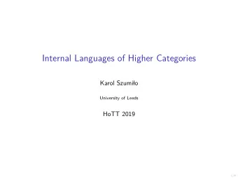 Internal Languages of Higher Categories  Karol Szumi  lo  University of Leeds  HoTT 2019  1/18