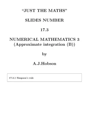 JUST THE MATHS  SLIDES NUMBER  17.3  NUMERICAL MATHEMATICS 3  (Approximate integration (B))