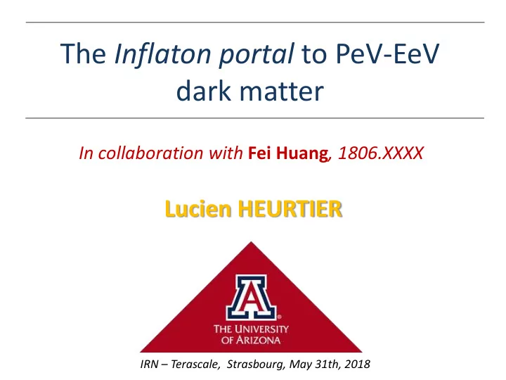 the inflaton portal to pev eev