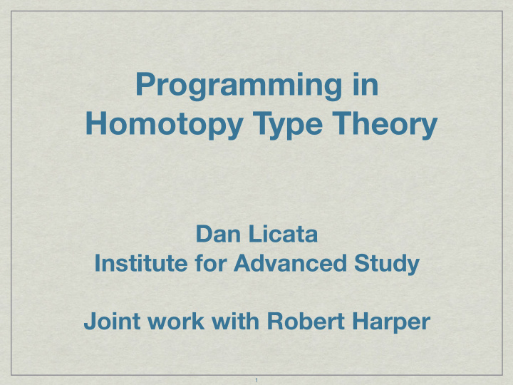 programming in homotopy type theory