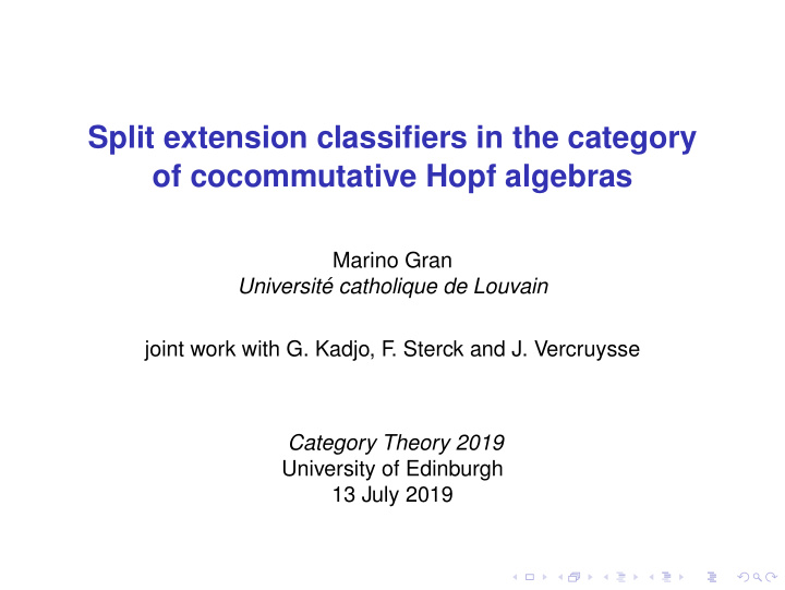 split extension classifiers in the category of