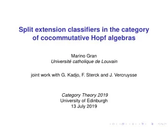 Split extension classifiers in the category  of cocommutative Hopf algebras  Marino Gran