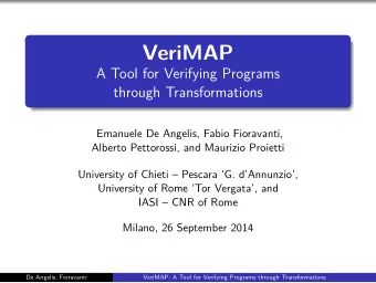 VeriMAP  A Tool for Verifying Programs  through Transformations  Emanuele De Angelis, Fabio