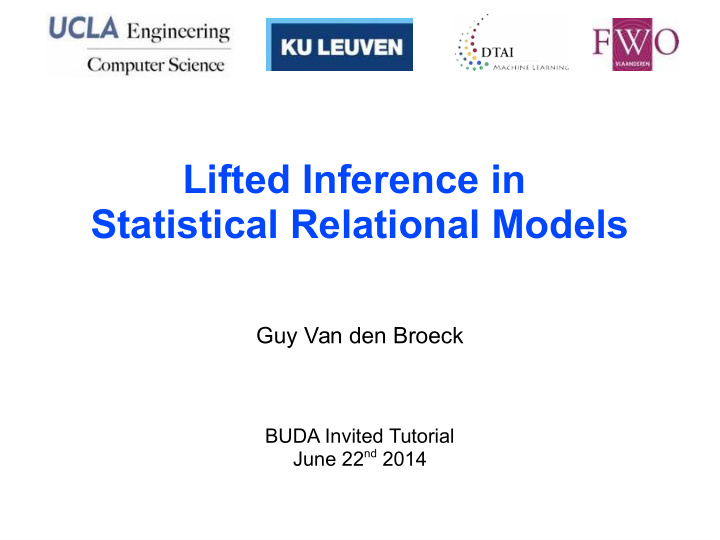 lifted inference in statistical relational models