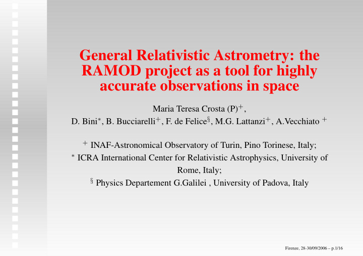 general relativistic astrometry the ramod project as a