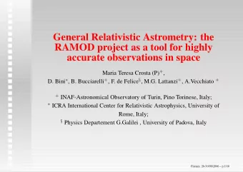 General Relativistic Astrometry: the  RAMOD project as a tool for highly  accurate observations in