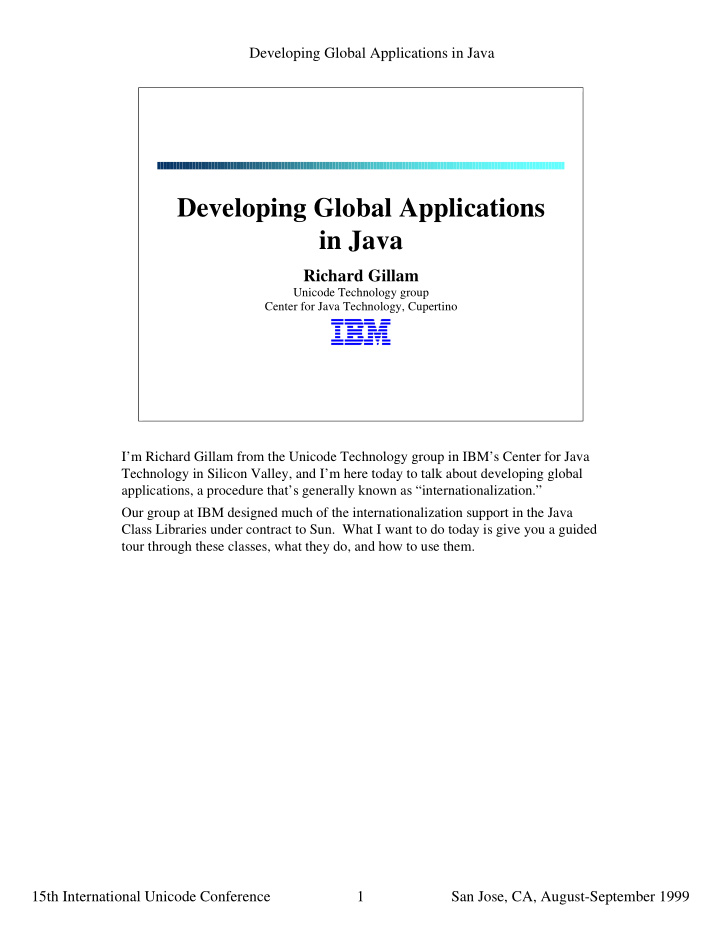 developing global applications in java