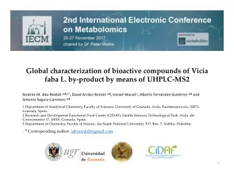 Global characterization of bioactive compounds of Vicia faba L. by  product by means of UHPLC
