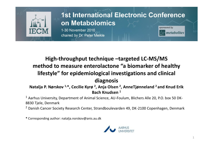 high throughput technique targeted lc ms ms method to