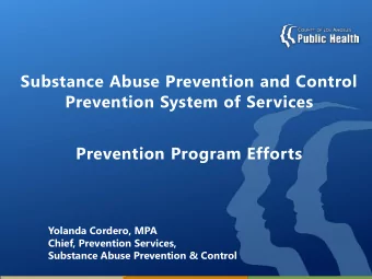 Substance Abuse Prevention and Control  Prevention System of Services  Prevention Program Efforts