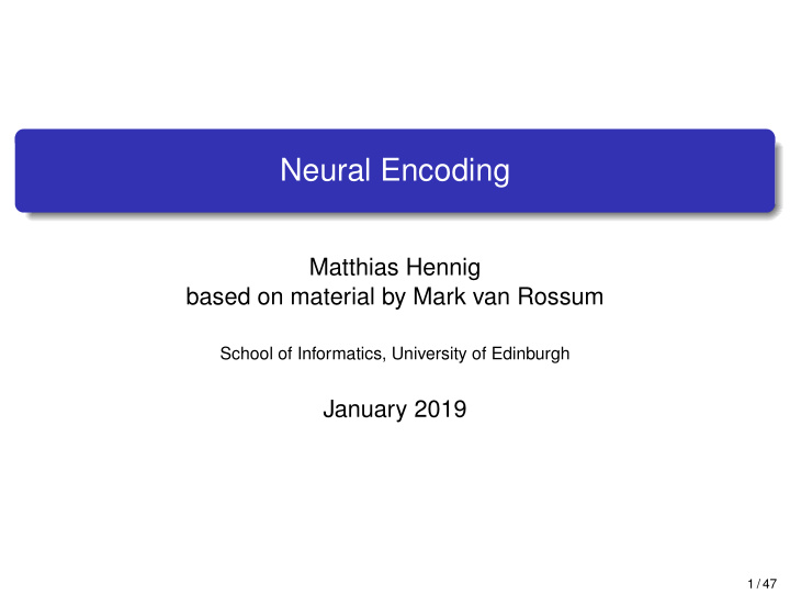 neural encoding