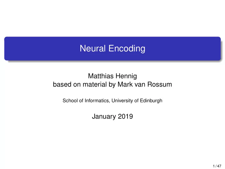 neural encoding