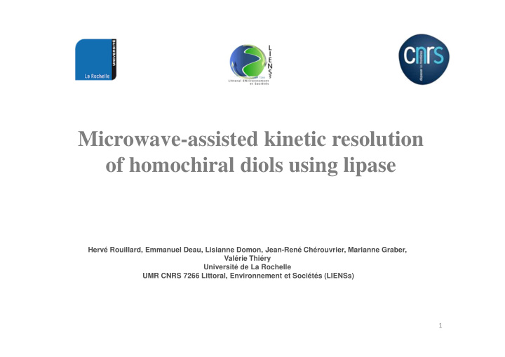 microwave assisted kinetic resolution of homochiral diols