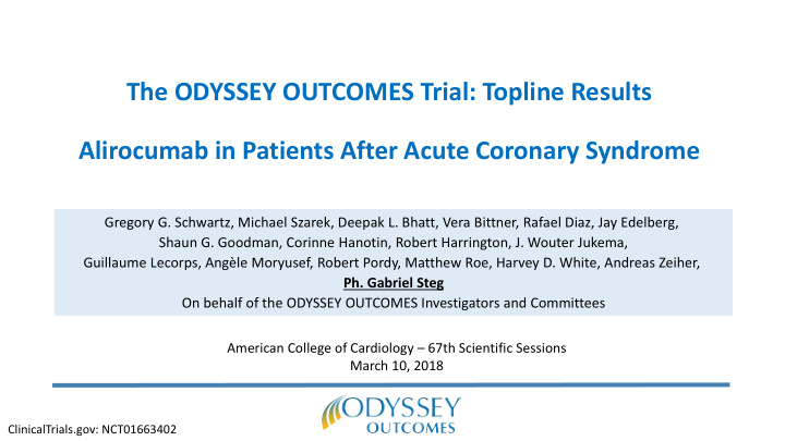 the odyssey outcomes trial topline results alirocumab in