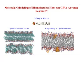 Molecular Modeling of Biomolecules: How can GPUs Advance  Research? Jeffery B. Klauda  Lipid Gel