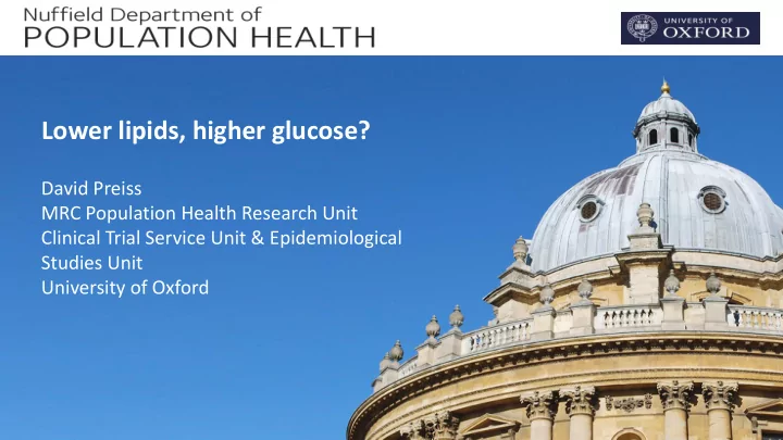 lower lipids higher glucose