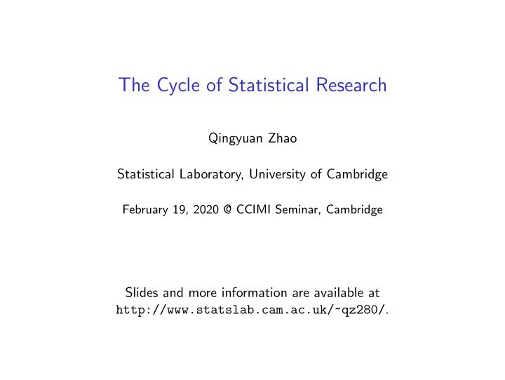the cycle of statistical research