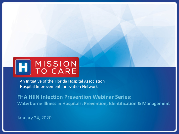 fha hiin infection prevention webinar series