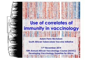 Use of correlates of  immunity in vaccinology  Adam Penn-Nicholson  South African Tuberculosis