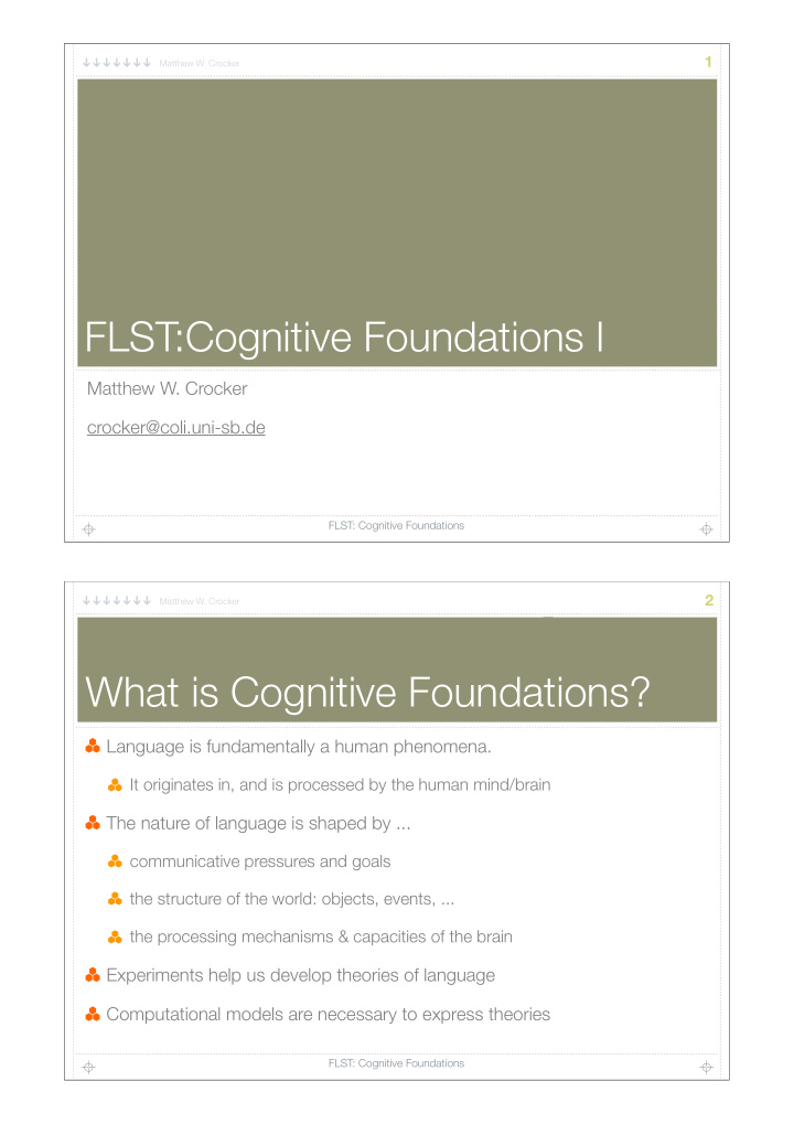 flst cognitive foundations i
