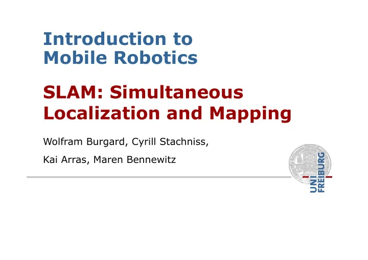 introduction to mobile robotics slam simultaneous