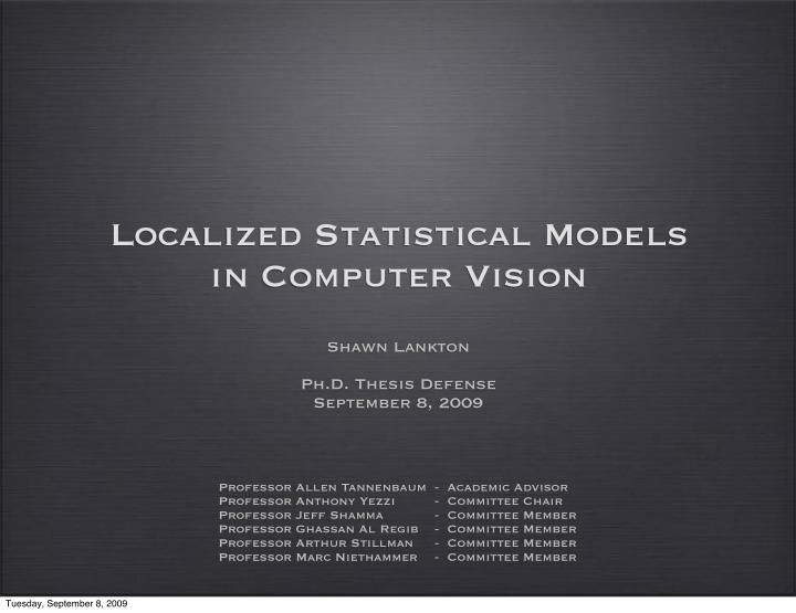 localized statistical models in computer vision