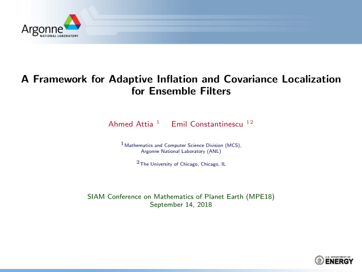 a framework for adaptive inflation and covariance