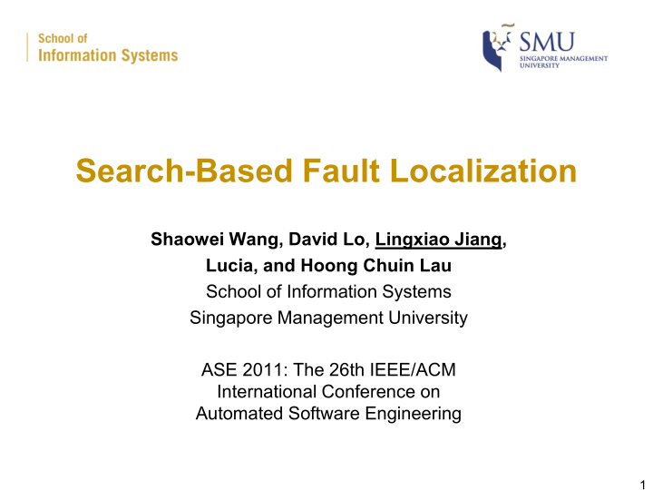 search based fault localization