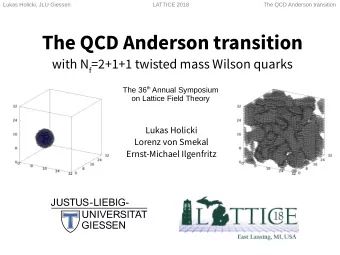 The QCD Anderson transition with N f =2+1+1 twisted mass Wilson quarks The 36 th Annual Symposium