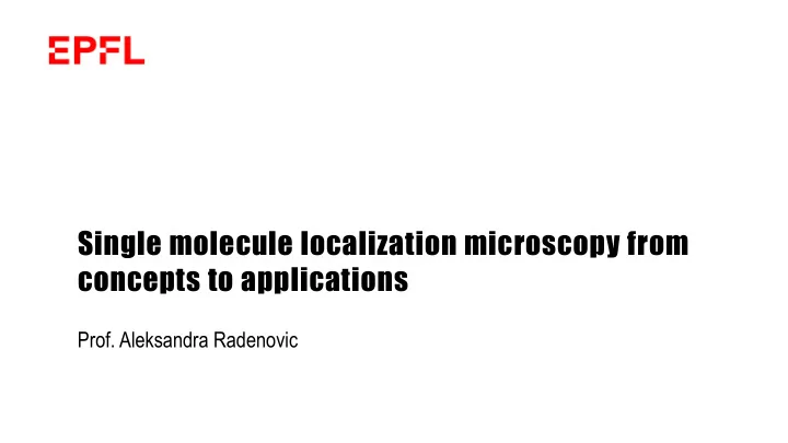 concepts to applications