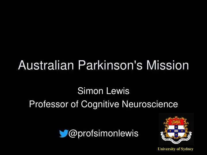 australian parkinson s mission