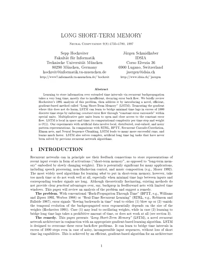 long shor t term memor y neural comput a tion 9 8 1735