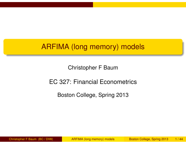 arfima long memory models