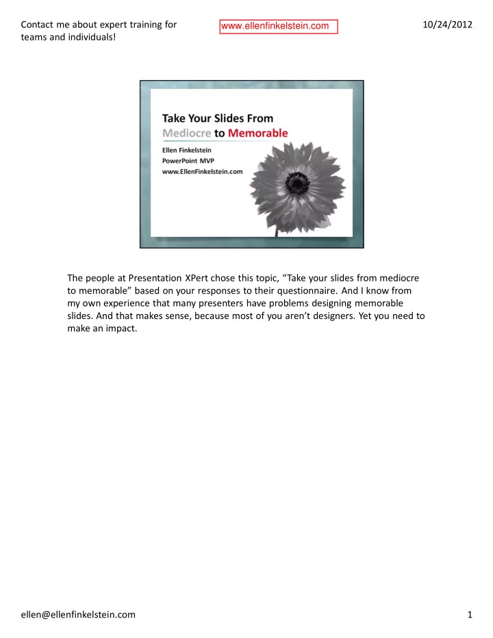 contact me about expert training for 10 24 2012