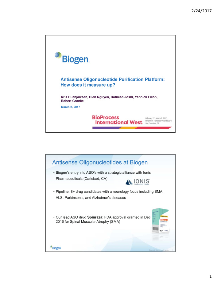 antisense oligonucleotides at biogen