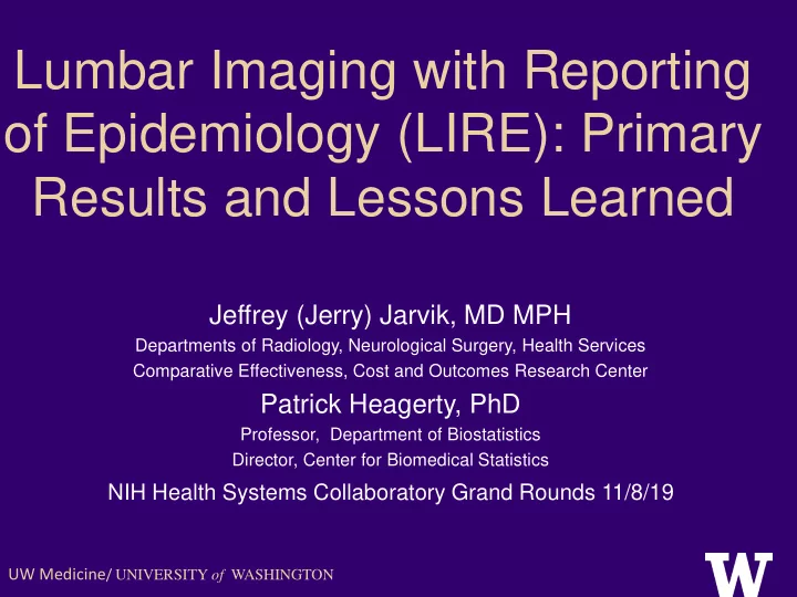 lumbar imaging with reporting of epidemiology lire