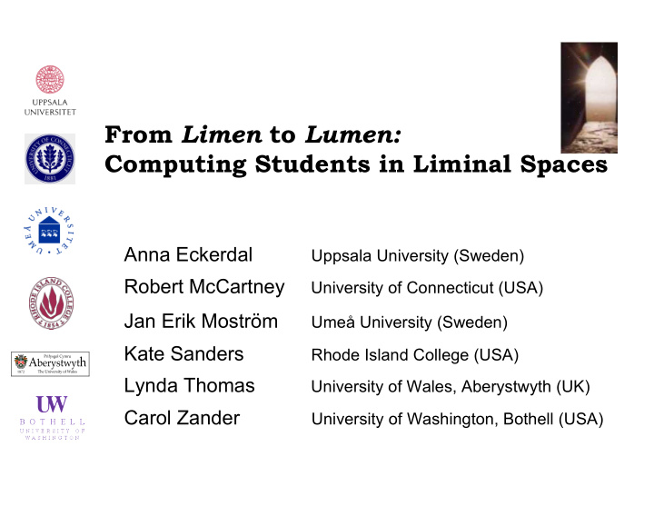 from limen to lumen computing students in liminal spaces