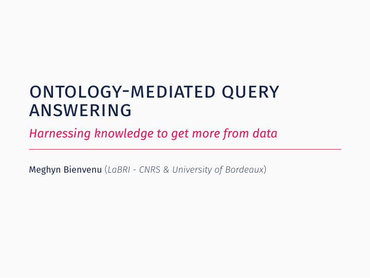 ontology mediated query answering