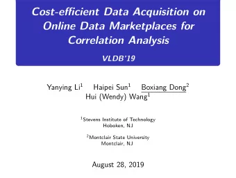Cost-efficient Data Acquisition on  Online Data Marketplaces for  Correlation Analysis  VLDB19