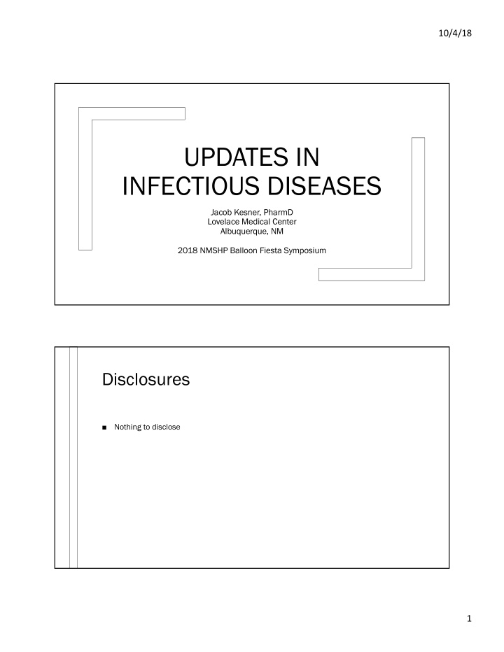 updates in infectious diseases