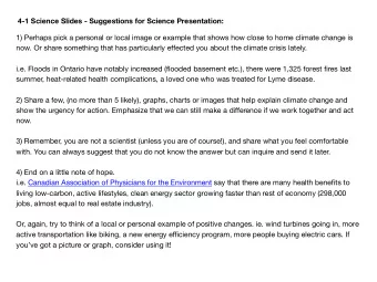 4-1 Science Slides - Suggestions for Science Presentation:  1) Perhaps pick a personal or local