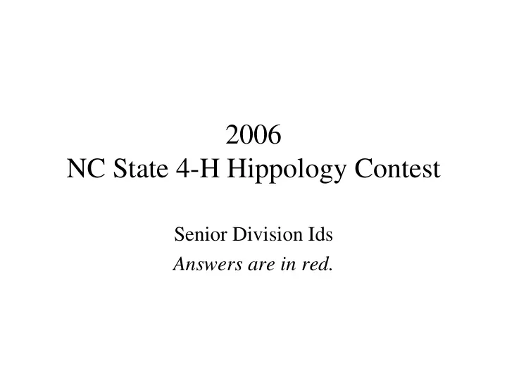 2006 nc state 4 h hippology contest