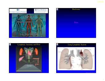 Disclosure  None  Lymphatic Anatomy and Flow  Lung Lymphatic System  (Riquet M,  Thorac Surg Clin