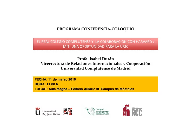 programa conferencia coloquio el real colegio complutense