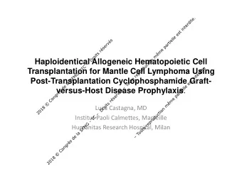 Transplantation for Mantle Cell Lymphoma Using  Post-Transplantation Cyclophosphamide Graft-