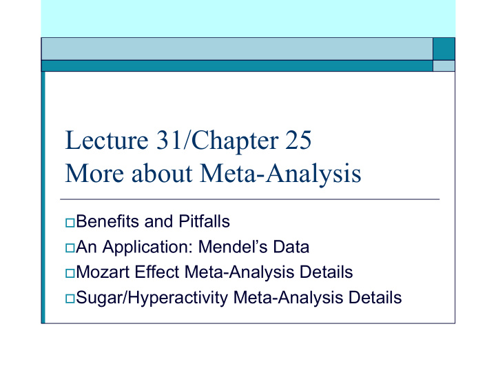 lecture 31 chapter 25 more about meta analysis